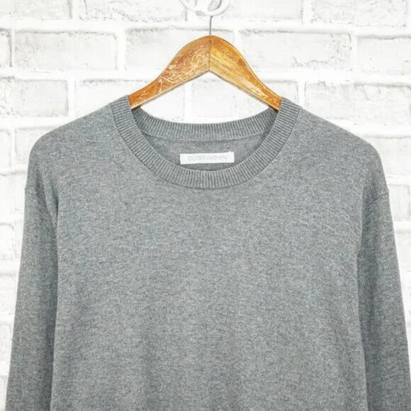 OUTERKNOWN Men's Organic Cotton Crew Neck Pullover Sweater in Gray Size Medium - Picture 3 of 6